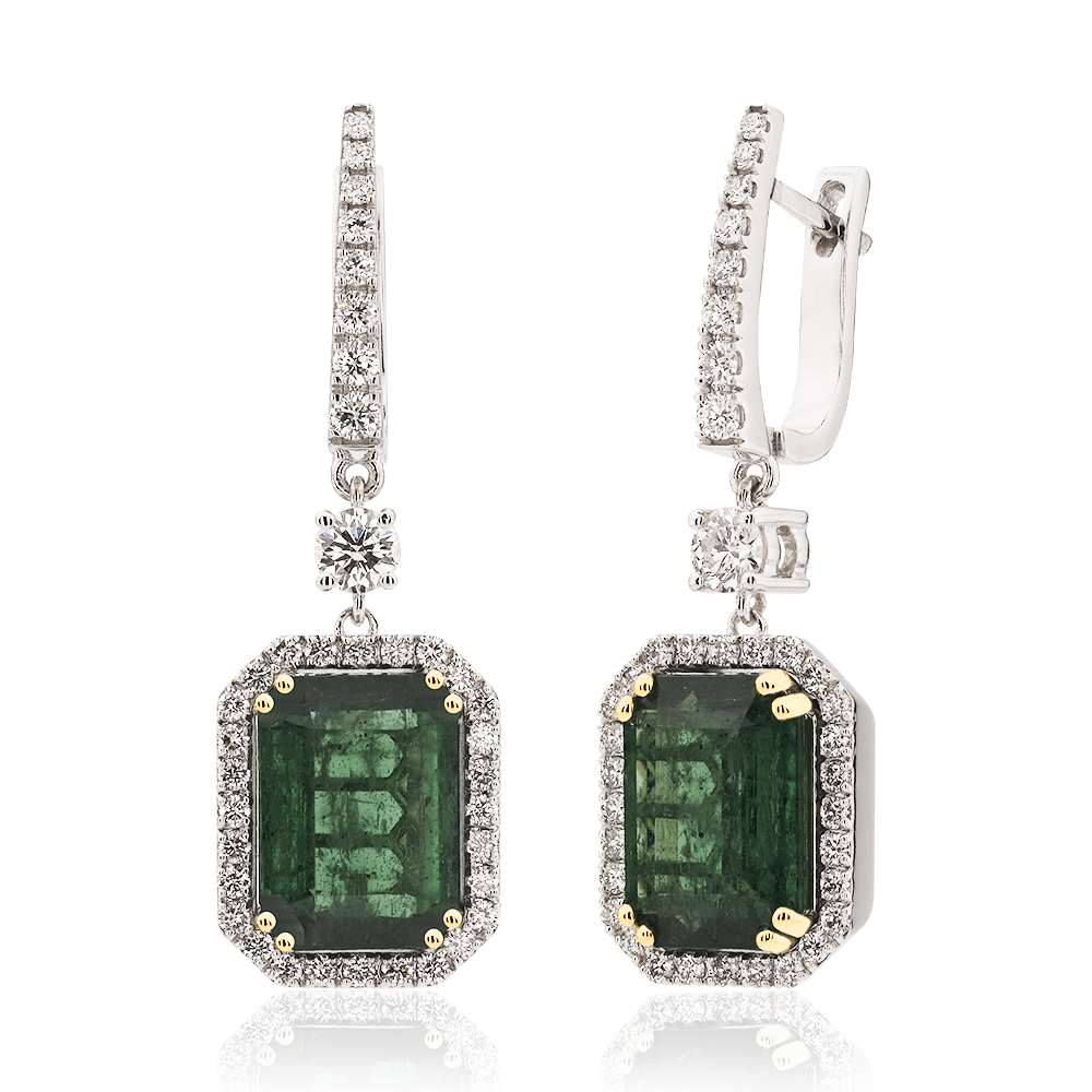 8,72 Ct. Diamond Emerald Earring